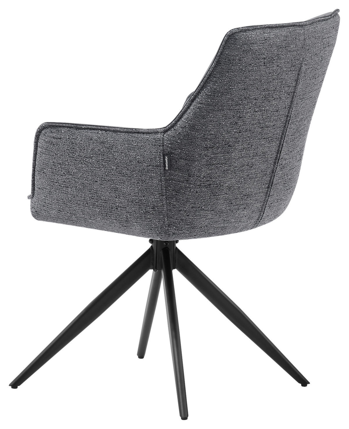 STOLICA S NASLONOM ZA RUKE  siva, crna  drvo, metal, tekstil      - siva/crna, Moderno, drvo/metal (58/87/61,5cm) - Livetastic
