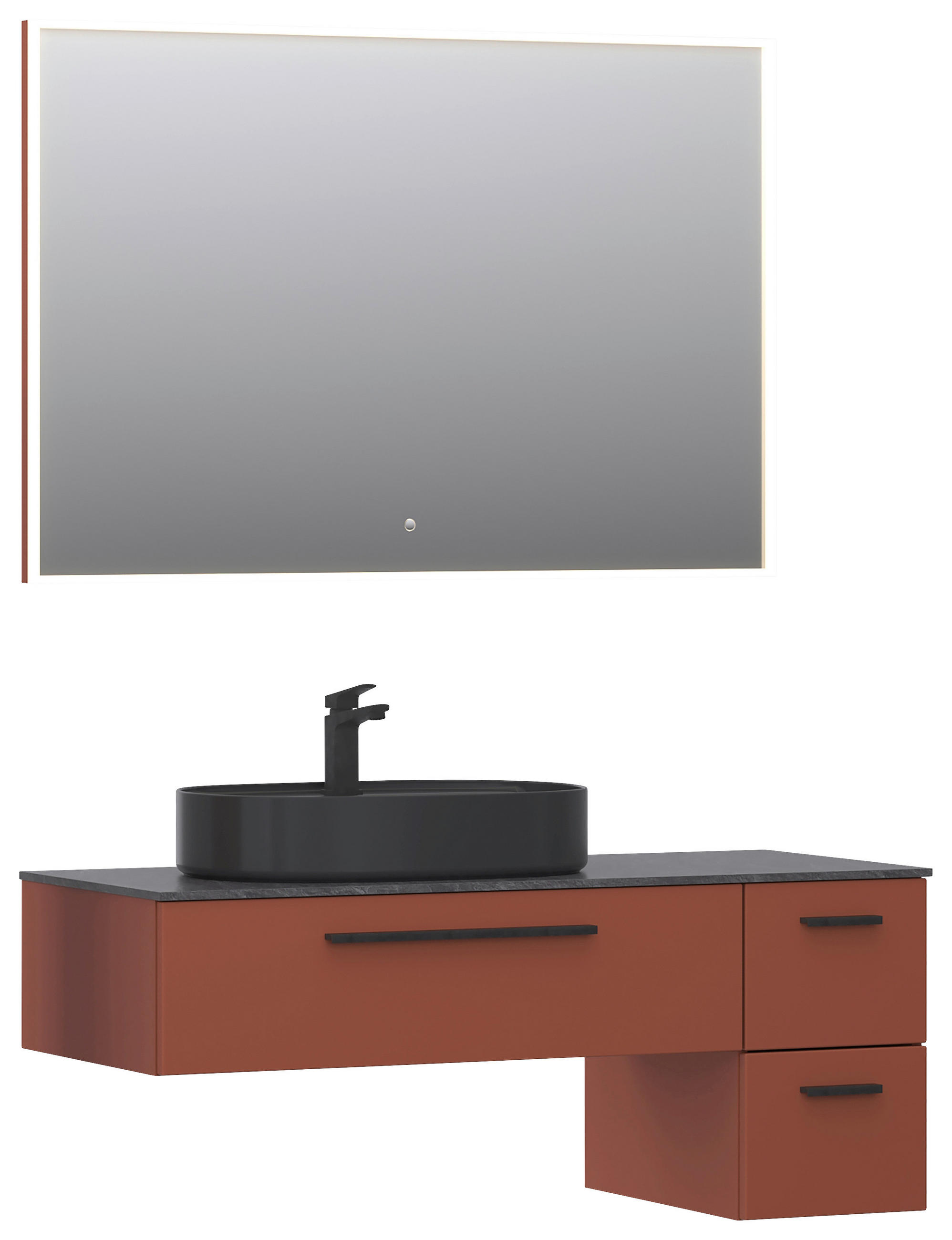 BADEZIMMER 4-teilig  in 120,8 cm  - Schieferfarben/Rotbraun, KONVENTIONELL, Keramik/Holzwerkstoff (120,8cm) - Belluti