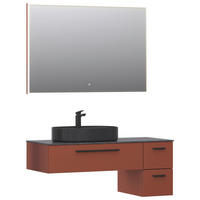 BADEZIMMER 4-teilig  in 120,8 cm  - Schieferfarben/Rotbraun, KONVENTIONELL, Keramik/Holzwerkstoff (120,8cm) - Belluti