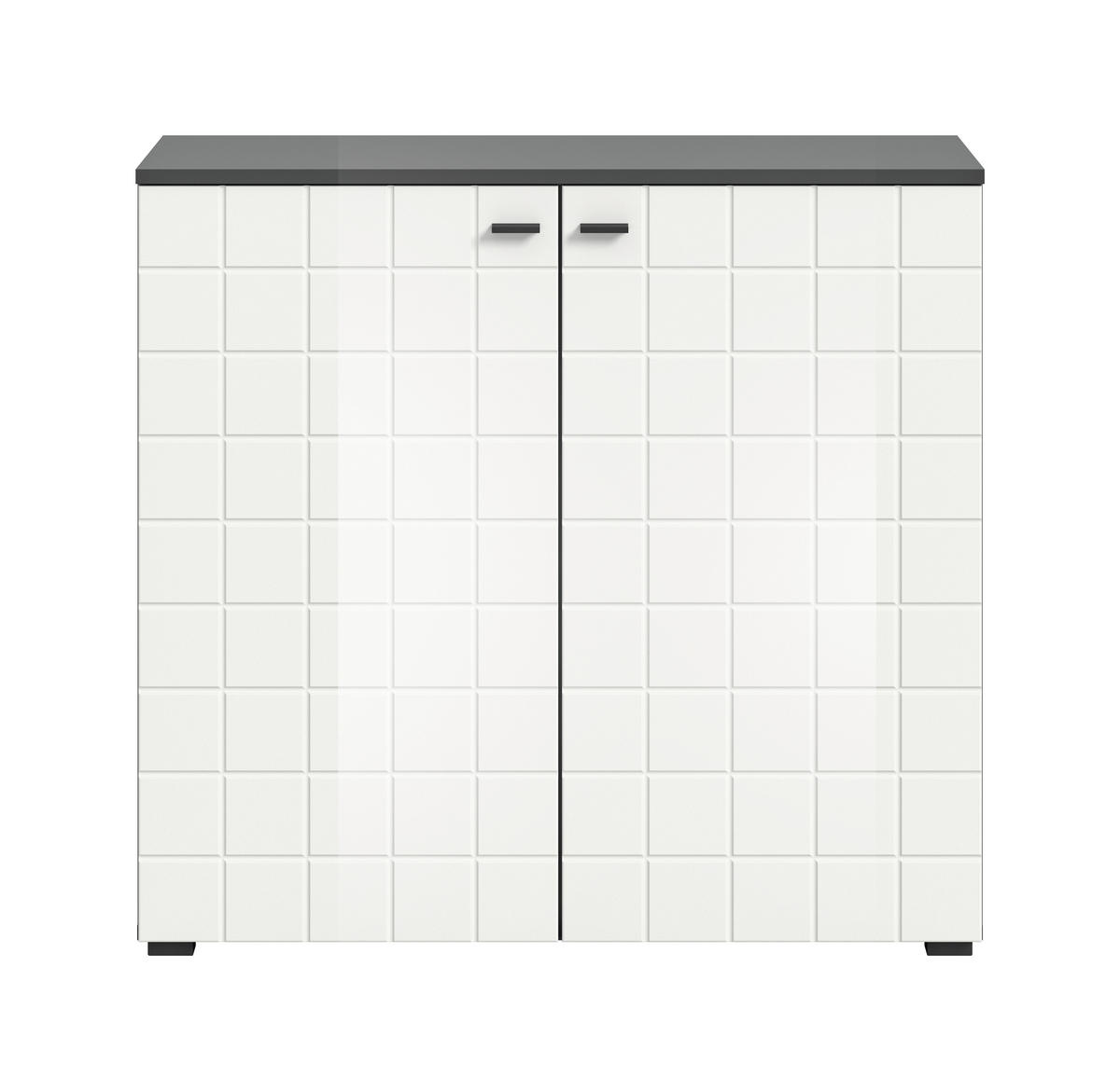BYRÅ 92/87/37 cm  - vit högglans/svart, Design, trämaterial/plast (92/87/37cm) - MID.YOU