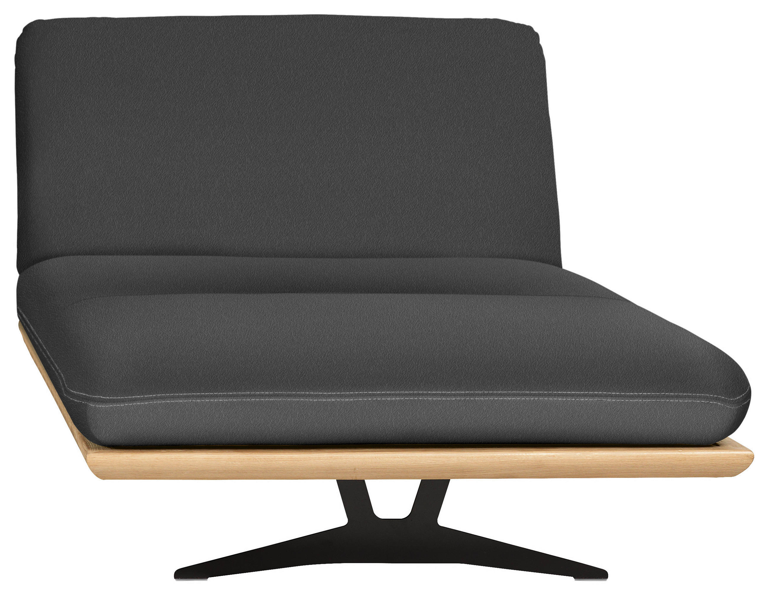 OTTOMANE Dunkelgrau Echtleder  - Dunkelgrau/Beige, Design, Leder/Holz (114/92/165cm) - Dieter Knoll