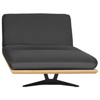 OTTOMANE in Echtleder Dunkelgrau  - Dunkelgrau/Beige, Design, Leder/Holz (114/92/165cm) - Dieter Knoll