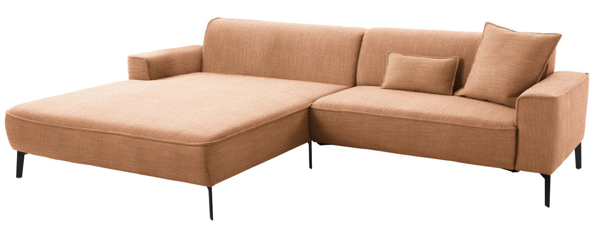 ECKSOFA in Flachgewebe Rostfarben  - Rostfarben/Schwarz, Design, Textil/Metall (190/285cm) - Johann Jakob