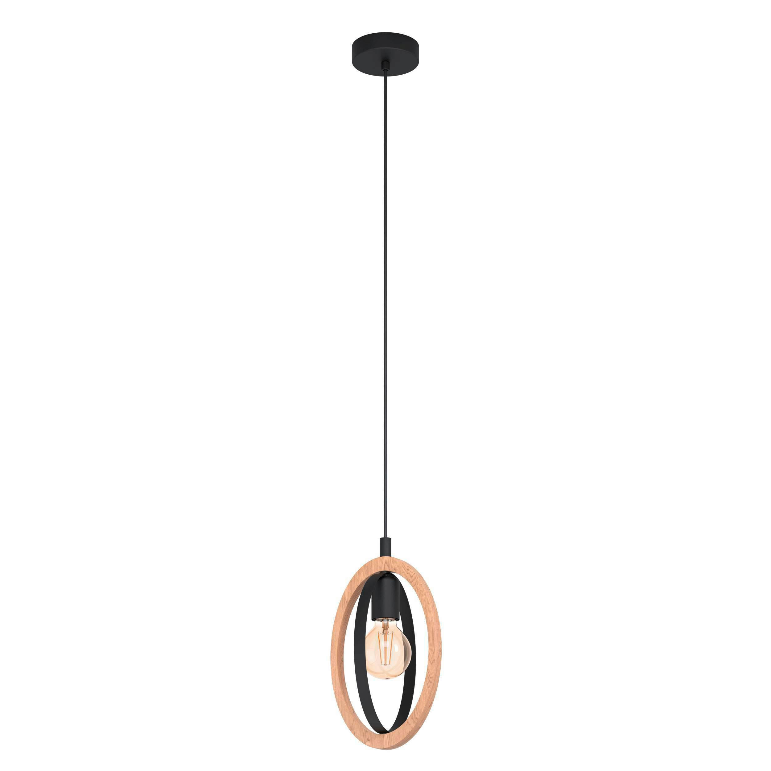 HÄNGLAMPA 110 cm  - svart, Basics, metall/trä (110cm) - Eglo