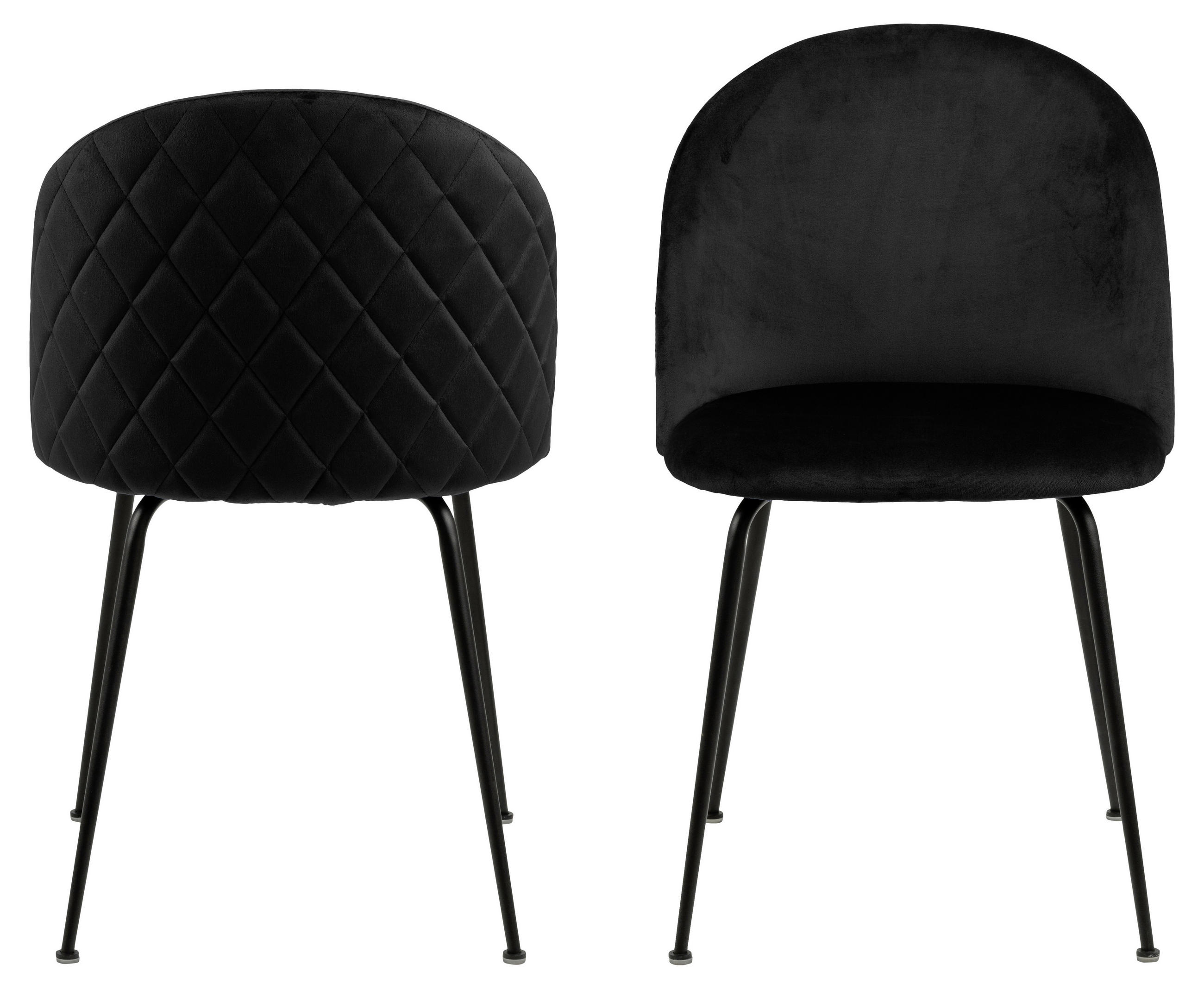 STUHL Samt Schwarz - Schwarz, KONVENTIONELL, Textil/Metall (49,5/80,5/54cm) - Ambia Home