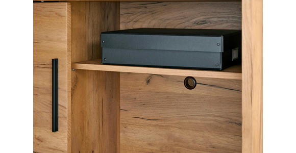 ECKSCHREIBTISCH 150/110/74 cm in Eichefarben - Eichefarben/Schwarz, MODERN, Holzwerkstoff/Metall (150/110/74cm) - Novel