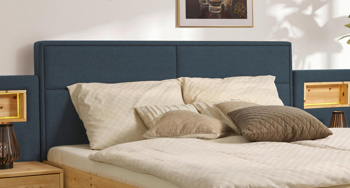 BETT 200/200 cm  in Zirbelkieferfarben, Dunkelgrün  - Dunkelgrün/Zirbelkieferfarben, Natur, Holz/Textil (200/200cm) - Valnatura
