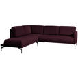 ECKSOFA in Flachgewebe, Struktur Dunkelrot  - Anthrazit/Dunkelrot, Design, Textil/Metall (230/254cm) - Ambiente