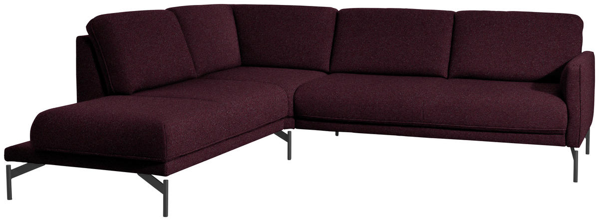 ECKSOFA in Flachgewebe, Struktur Dunkelrot  230/254 cm  - Anthrazit/Dunkelrot, Design, Textil/Metall (230/254cm) - Johann Jakob