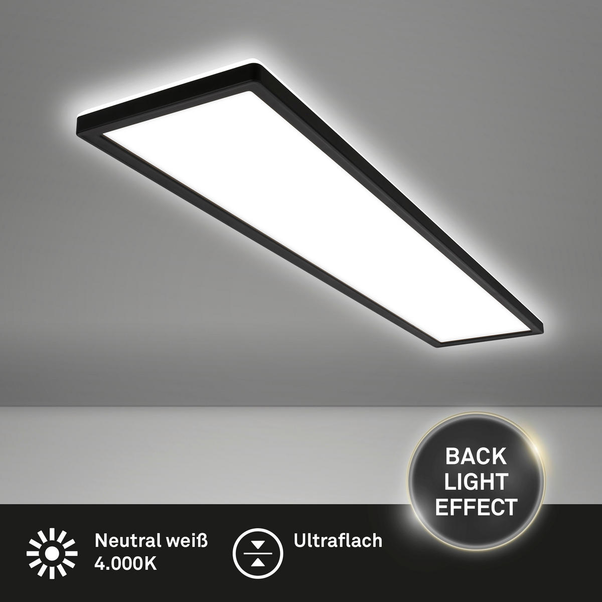 LED-PANEL  TAVA //4000 K// - črna, Basics, umetna masa (98/20/3cm)
