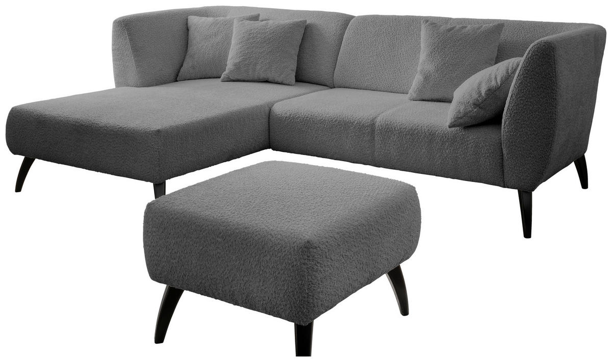 ECKSOFA in Bouclé Anthrazit  - Anthrazit/Schwarz, Modern, Holz/Textil (160/264cm) - MID.YOU