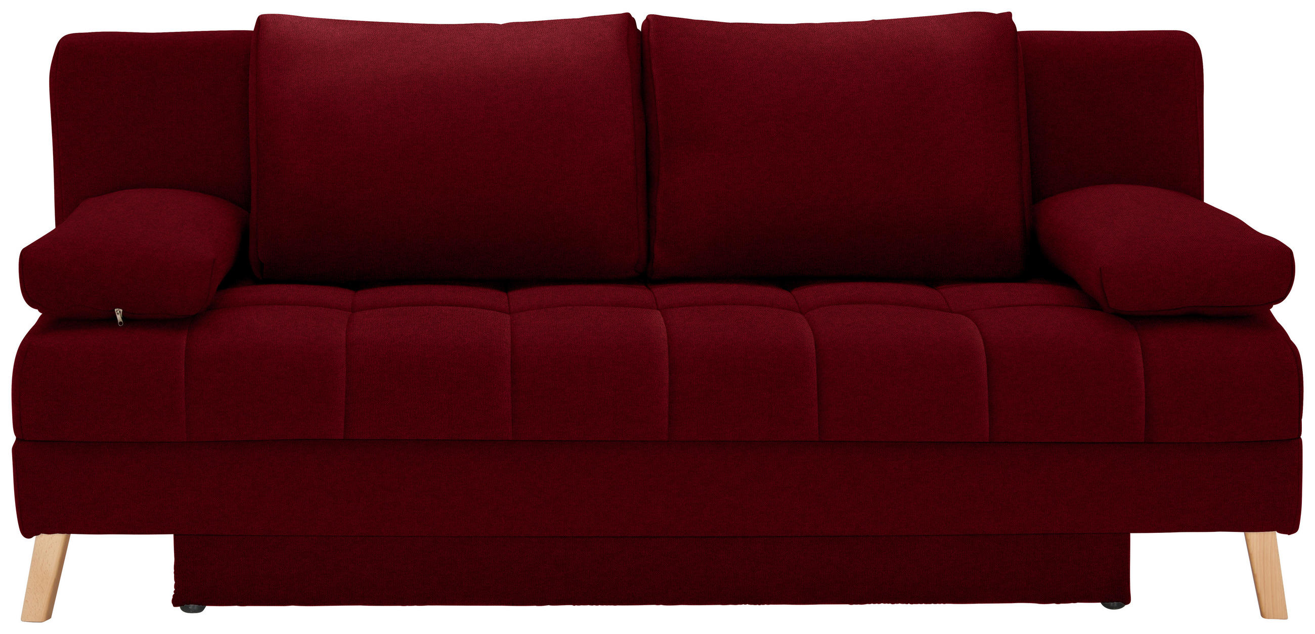 KANAPÉÁGY sötétvörös  - sötétvörös/natúr, Konventionell, textil/fa (195/90/90cm) - Cantus