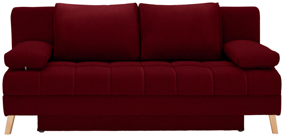 SCHLAFSOFA in Webstoff Dunkelrot  - Naturfarben/Dunkelrot, Konventionell, Holz/Textil (195/90/90cm) - Cantus