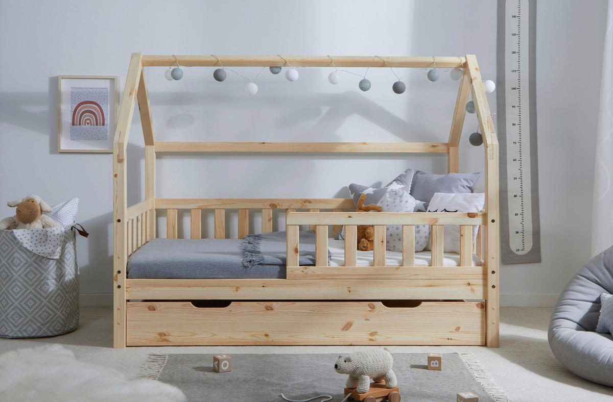 HAUSBETT 80/160 cm Naturfarben  - Naturfarben, Modern, Holz/Textil (80/160cm) - MID.YOU