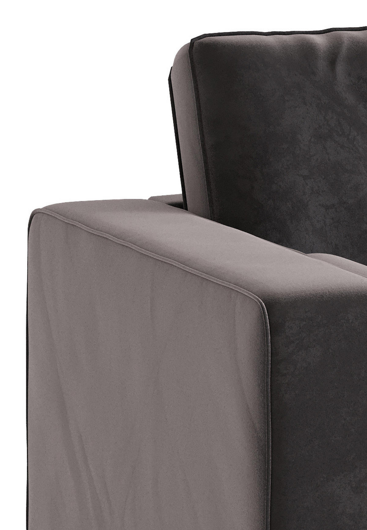 ECKSOFA in Flachgewebe Anthrazit  - Edelstahlfarben/Anthrazit, Design, Textil/Metall (205/259cm) - Livetastic