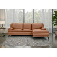 ECKSOFA Cognac Echtleder  - Cognac/Schwarz, Design, Leder (248/158cm) - MID.YOU