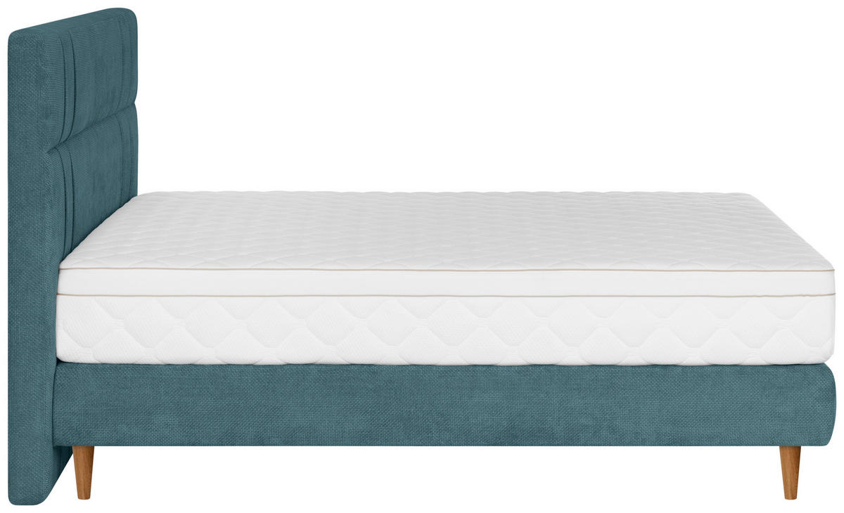 BOXSPRINGBETT 180/200 cm  in Blau  - Blau/Eichefarben, MODERN, Holz/Textil (180/200cm) - Welnova
