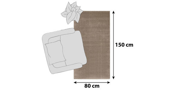 HOCHFLORTEPPICH 80/150 cm Bellevue  - Beige, Basics, Textil (80/150cm) - Novel