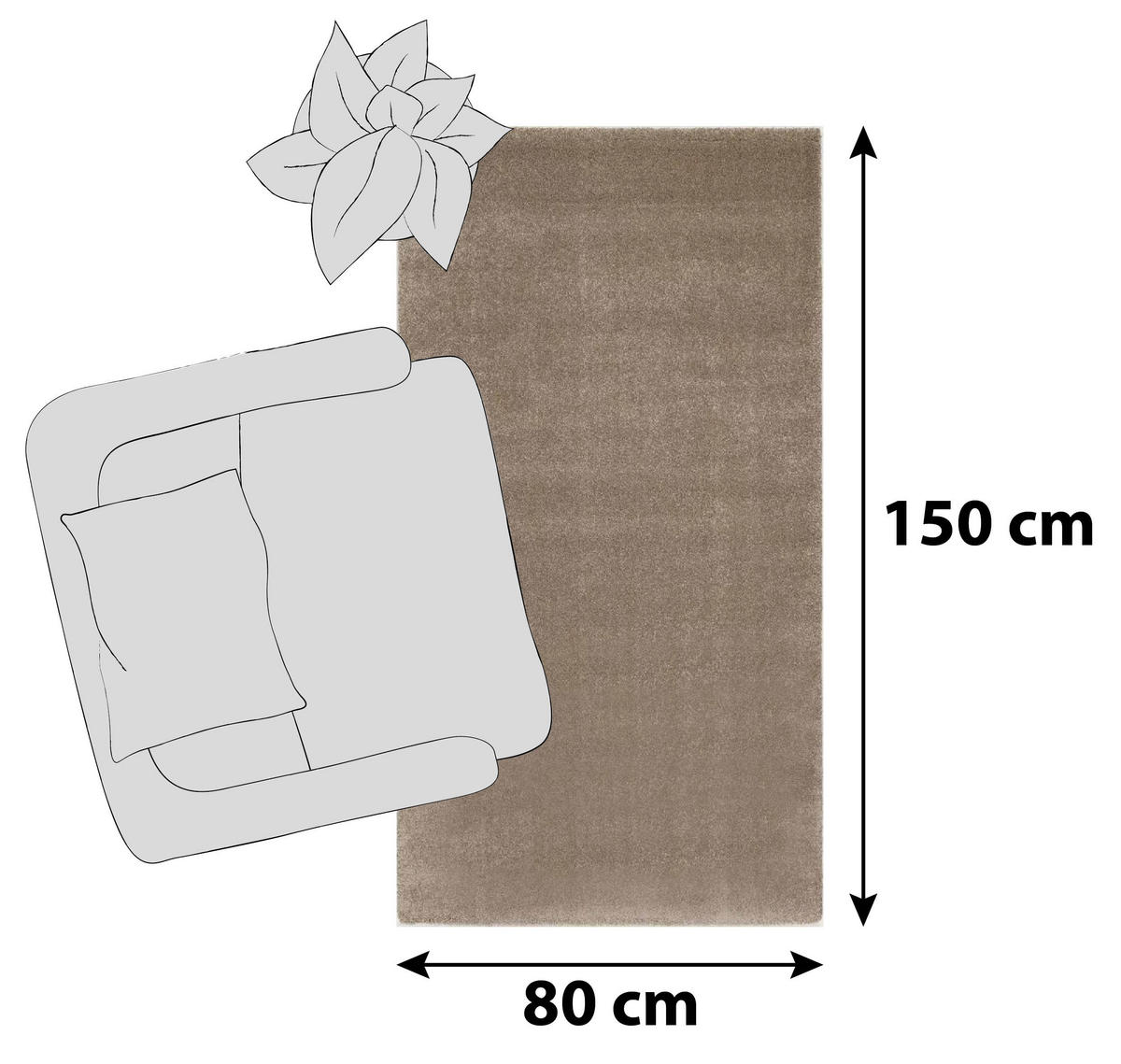 HOCHFLORTEPPICH 80/150 cm Bellevue Beige  - Beige, Basics, Textil (80/150cm) - Novel