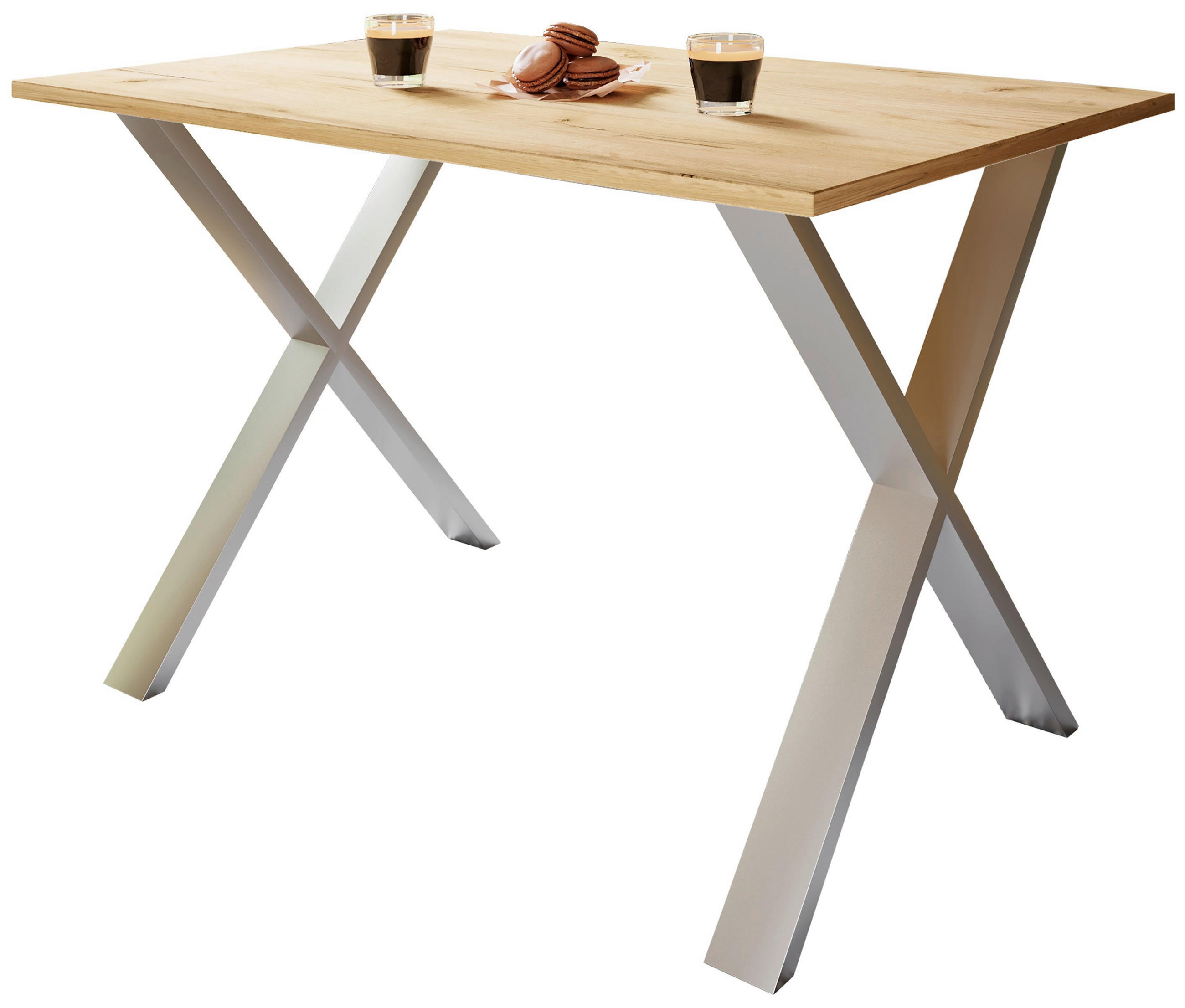 SCHREIBTISCH 140/50/76 cm  in Silberfarben, Honigeiche  - Honigeiche/Silberfarben, Design (140/50/76cm) - MID.YOU