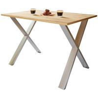SCHREIBTISCH 160/80/76 cm  in Silberfarben, Honigeiche  - Honigeiche/Silberfarben, Design (160/80/76cm) - MID.YOU