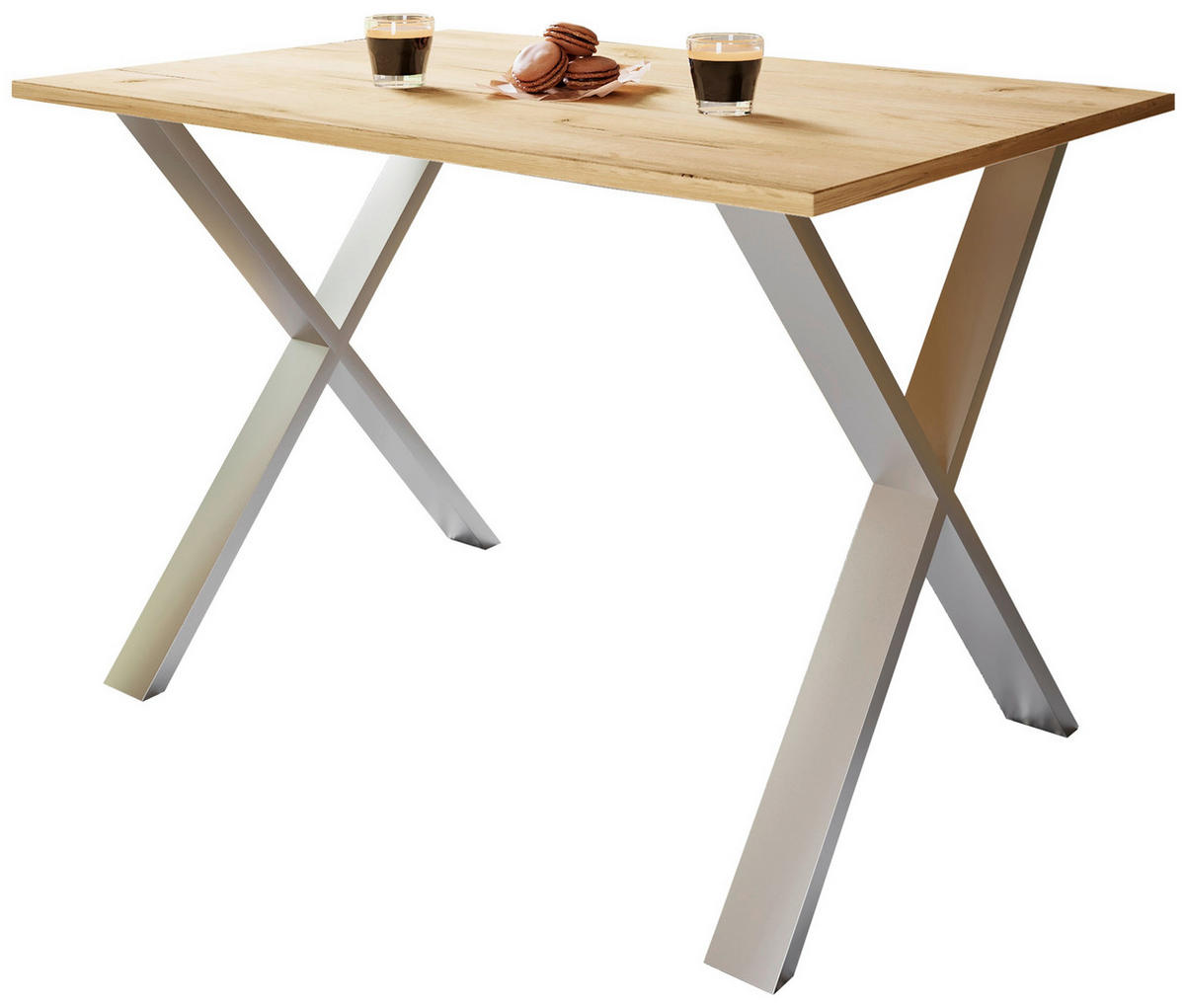 SCHREIBTISCH 160/80/76 cm  in Silberfarben, Honigeiche  - Honigeiche/Silberfarben, Design (160/80/76cm) - MID.YOU