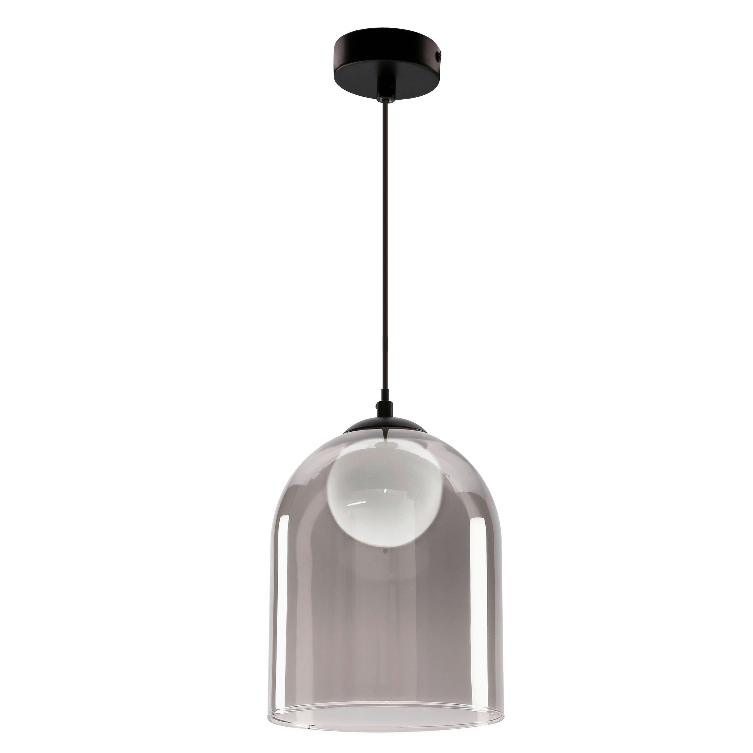 PENDELLEUCHTE 16/16/100 cm  - Schwarz/Weiß, Design, Glas/Metall (16/16/100cm)