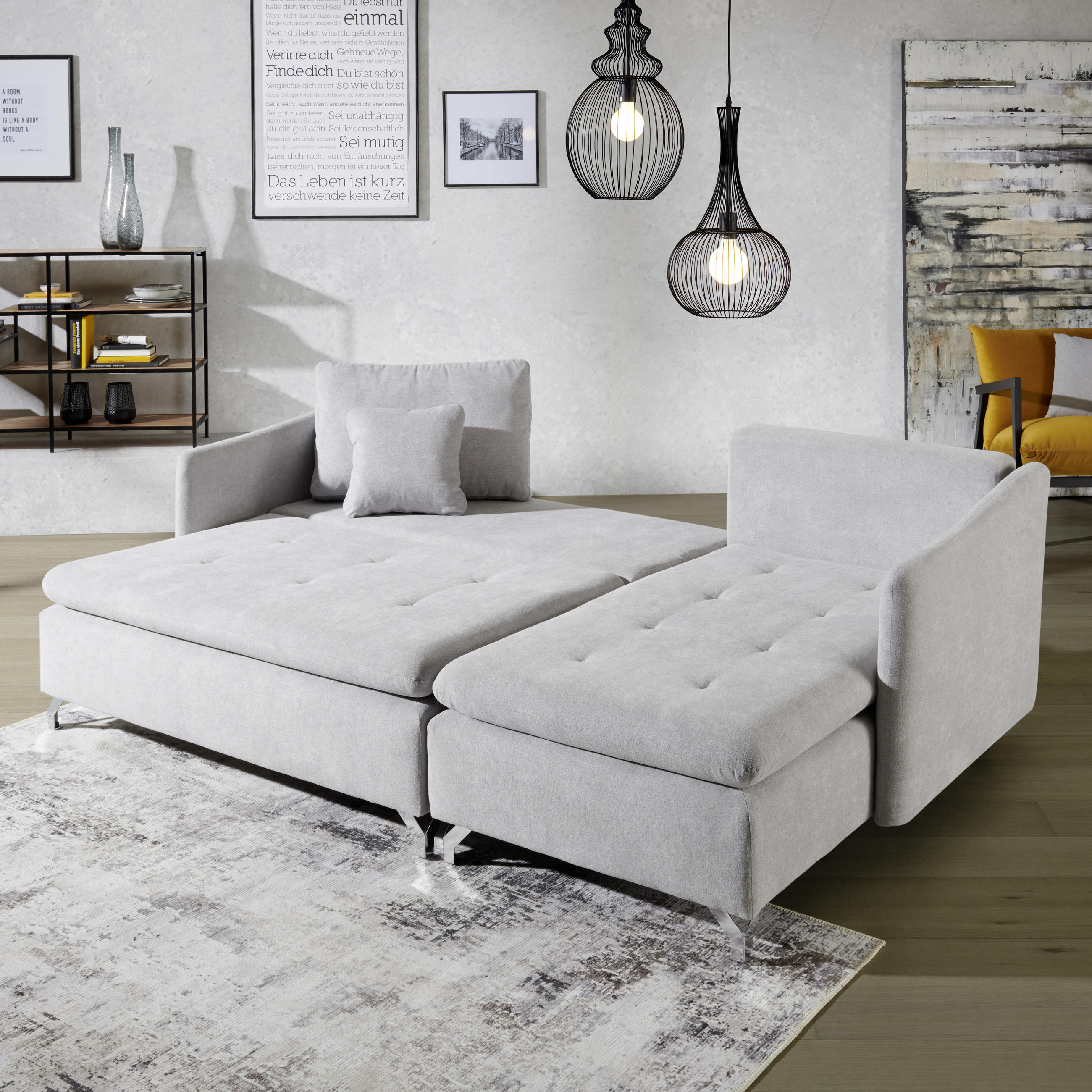 ECKSOFA in Struktur Grau - Silberfarben/Grau, Design, Textil/Metall (223/146cm) - Ti`me