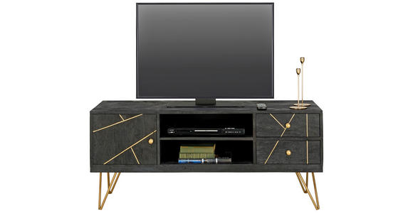 LOWBOARD in 130/57/53 cm - Goldfarben/Schwarz, Trend, Holz/Metall (130/57/53cm) - Ambia Home