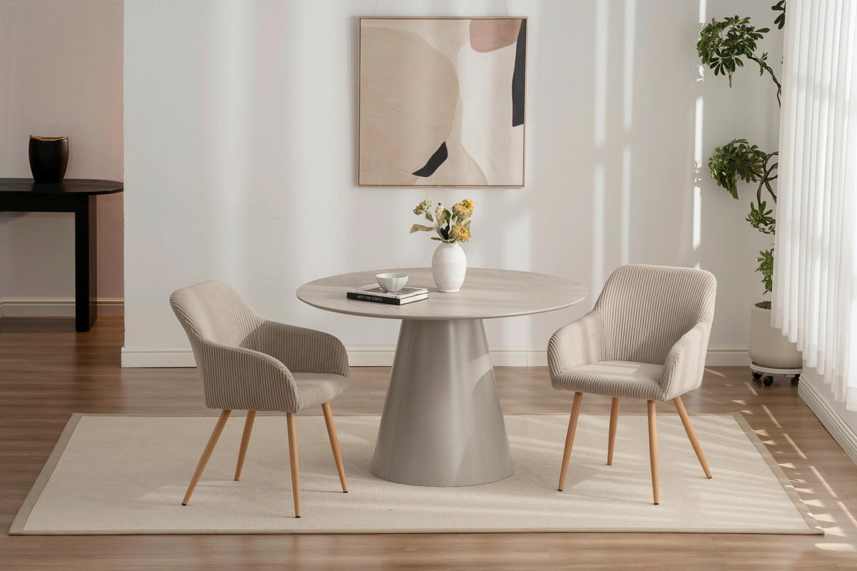 ARMLEHNSTUHL  in Eisen Cord  - Eichefarben/Hellgrau, Trend, Holz/Textil (55/84/60cm) - Livetastic