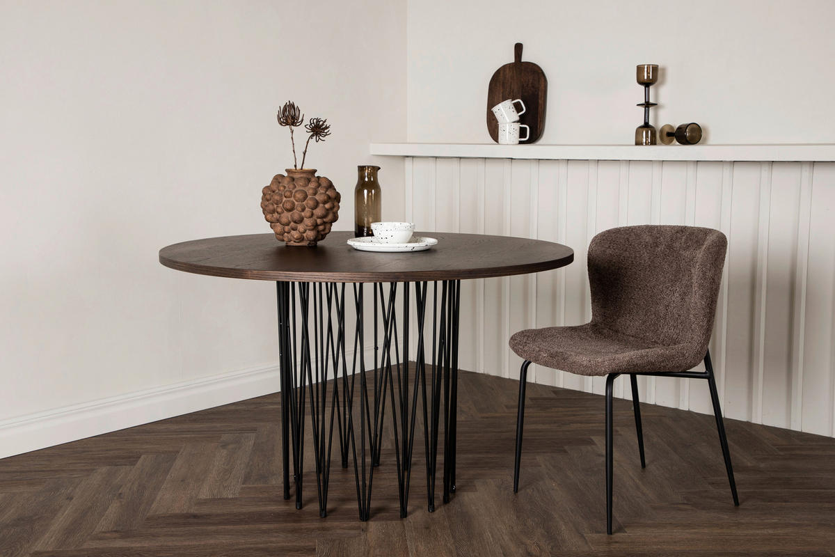 MATBORD i metall, trämaterial 120/120/74 cm   - svart/mörkbrun, Design, metall/trämaterial (120/120/74cm) - Livetastic