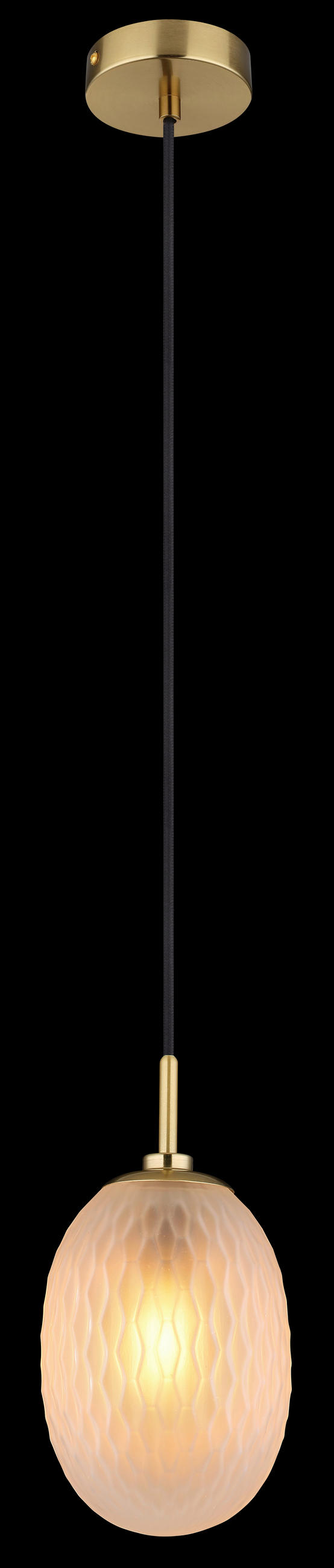 HÄNGELEUCHTE 15/120 cm    - Weiss/Goldfarben, Basics, Glas/Textil (15/120cm) - Globo