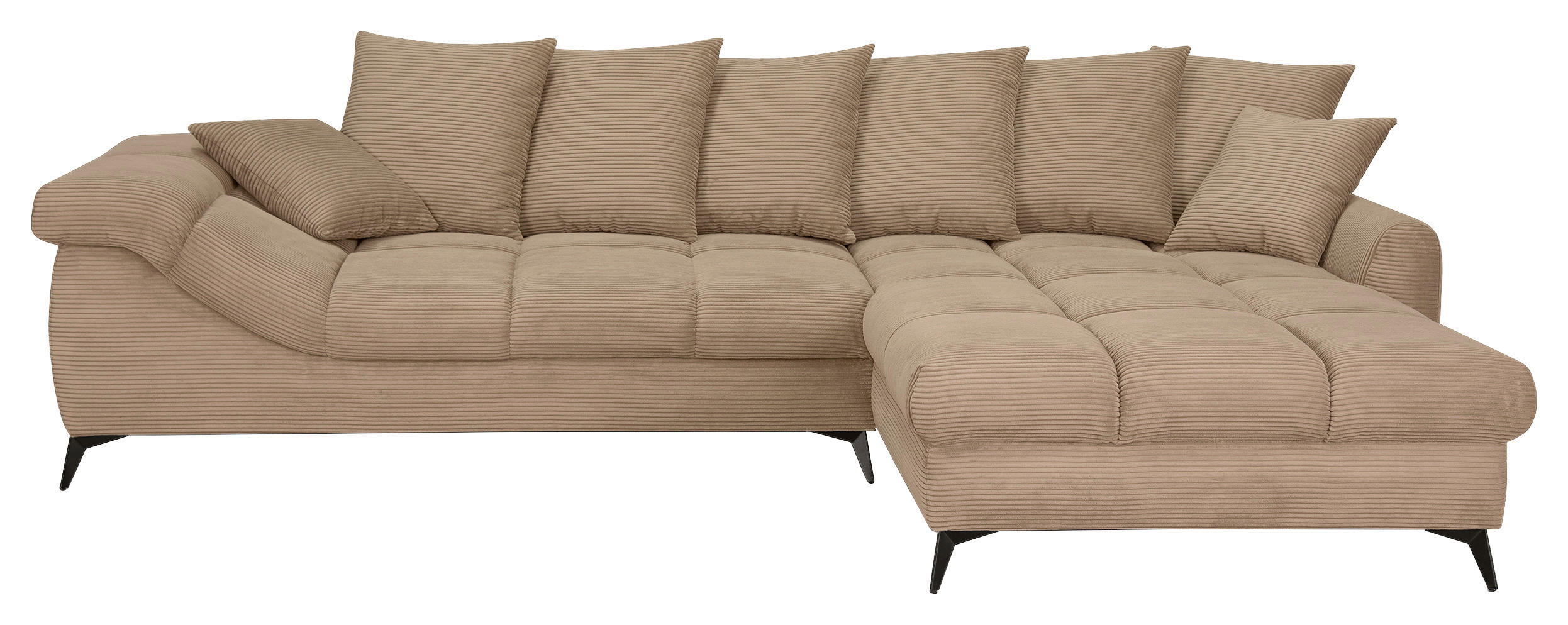 ECKSOFA Taupe Cord Rückenkissen, Armlehnenkissen, Rücken echt  - Taupe/Schwarz, KONVENTIONELL, Textil/Metall (332/231cm) - Carryhome