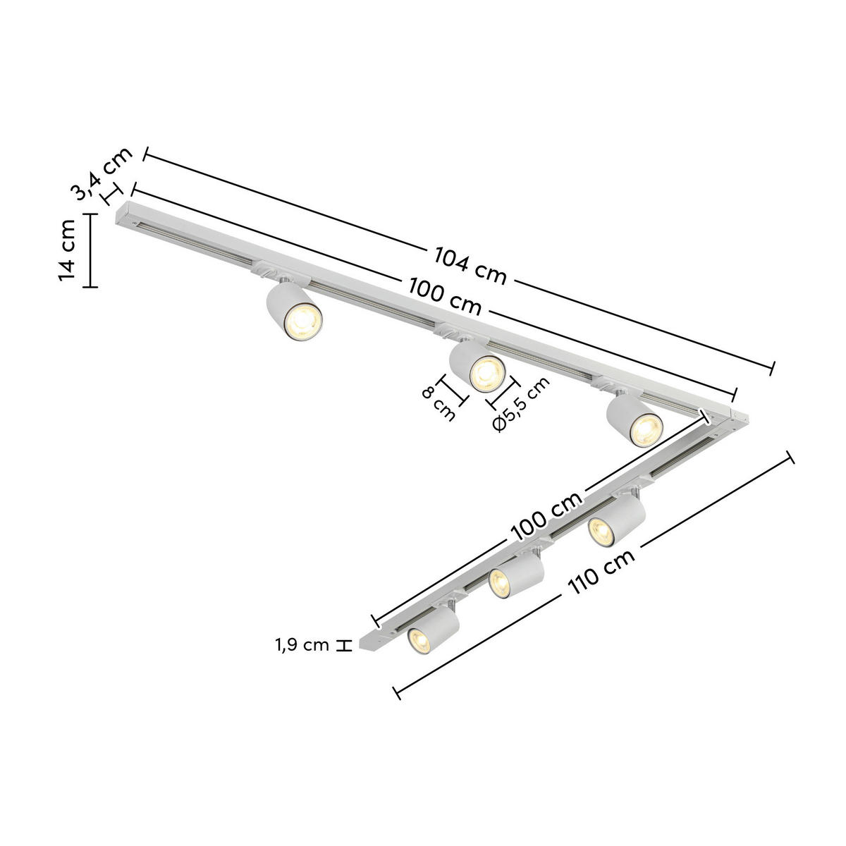 DECKENLEUCHTE 110/104/14 cm   - Weiß, Trend, Kunststoff/Metall (110/104/14cm) - Novel