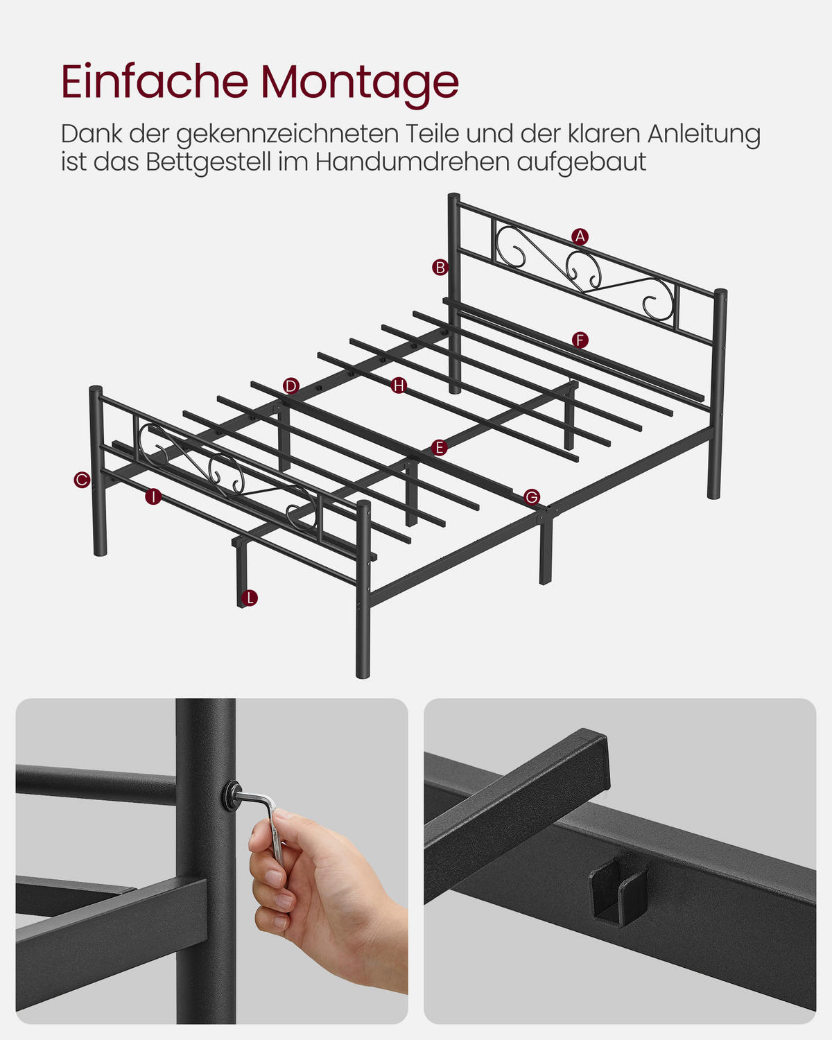 KOVOVÁ POSTEL, 140/190 cm černá - černá, Basics, kov (140/190cm) - Boxxx
