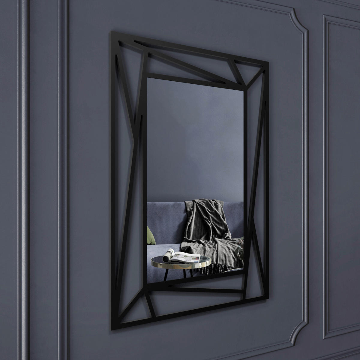 DEKOSPIEGEL  69/95 cm   in rechteckig  - Schwarz, Basics, Glas/Holz (69/95cm)