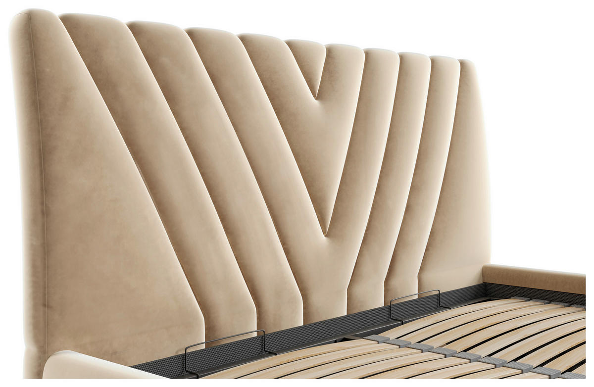 POLSTERBETT Bettkasten, Lattenrost Braun, Gelb 140/200 cm  - Chromfarben/Gelb, KONVENTIONELL, Holz/Kunststoff (140/200cm) - Boxxx