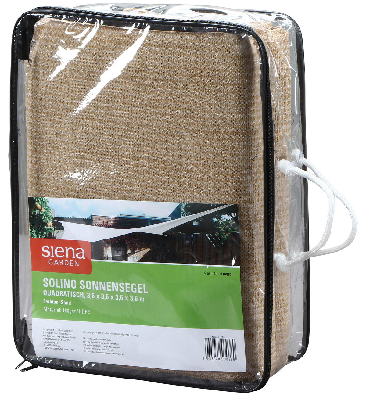 GARTENSONNENSEGEL - Sandfarben, KONVENTIONELL, Textil/Metall (360/360cm) - Siena Garden