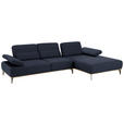 ECKSOFA in Mikrofaser Blau  - Blau/Beige, Natur, Textil/Metall (298/176cm) - Valnatura