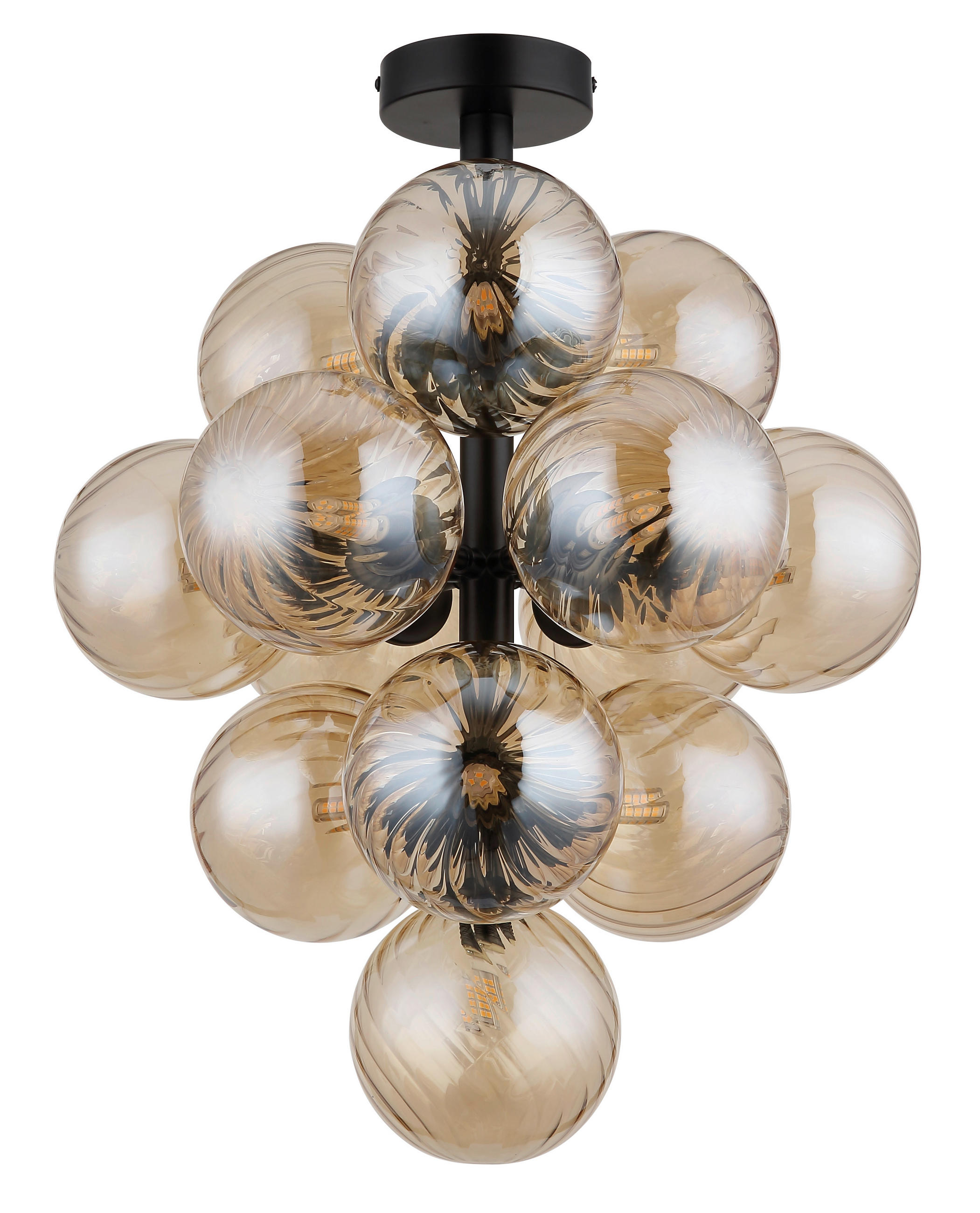 DECKENLEUCHTE CONOR 39,5/50 cm   - Schwarz/Orange, Design, Glas/Metall (39,5/50cm)