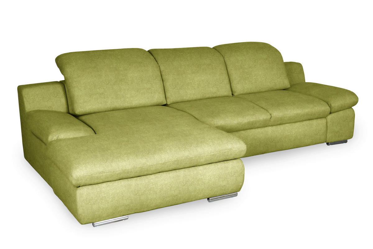 ECKSOFA in Chenille Grün  - Chromfarben/Grün, Design, Textil/Metall (165/286cm) - Livetastic