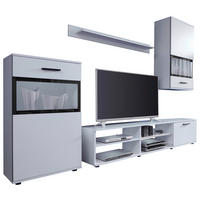 WOHNWAND  in Schwarz, Weiß  231/182/38 cm  - Schwarz/Weiß, KONVENTIONELL, Glas/Holzwerkstoff (231/182/38cm) - Boxxx