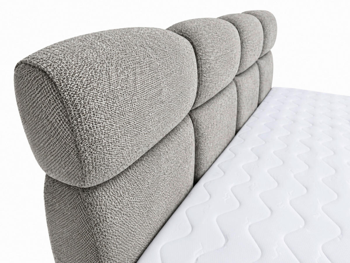 BOXBETT 180/200 cm,  in Graubraun, Bettkasten, Topper,  - Chromfarben/Graubraun, MODERN, Holz/Kunststoff (180/200cm) - MID.YOU