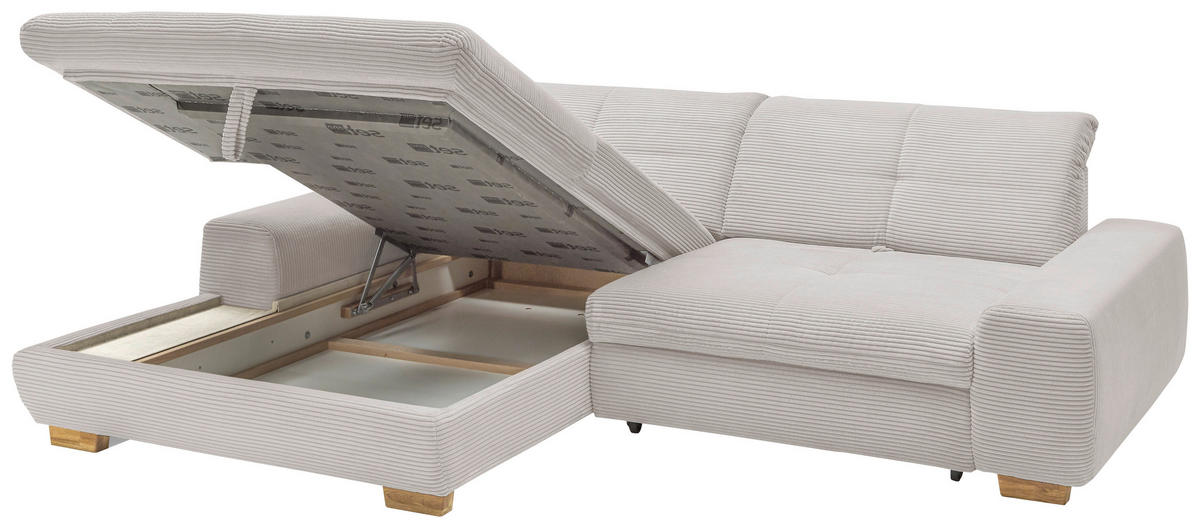 ECKSOFA Hellgrau Cord  - Eichefarben/Hellgrau, Design, Holz/Textil (198/276cm) - SetOne by Musterring