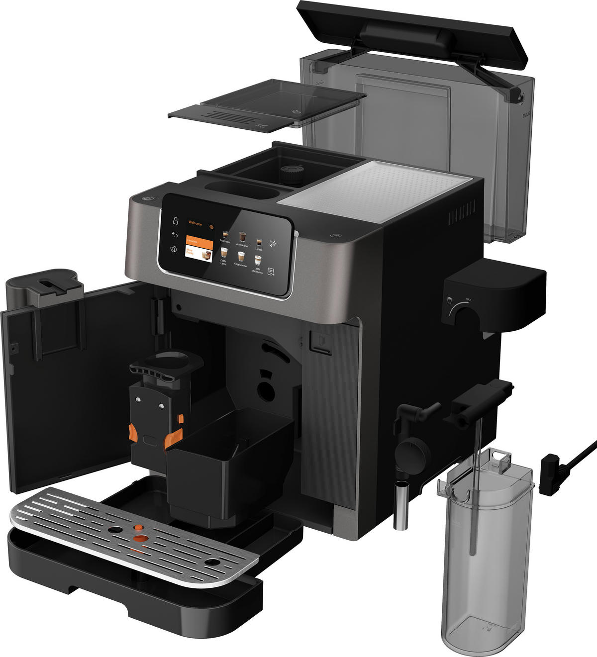 KAFFEEVOLLAUTOMAT Delisia Coffee Series DC7500+  - Edelstahlfarben/Schwarz, MODERN, Kunststoff/Metall (40,5/34,0/27,5cm) - Grundig