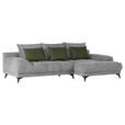 ECKSOFA in Flachgewebe Grau  - Dunkelgrün/Schwarz, KONVENTIONELL, Textil/Metall (291/175cm) - Carryhome