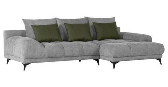 ECKSOFA in Flachgewebe Grau  - Dunkelgrün/Schwarz, KONVENTIONELL, Textil/Metall (291/175cm) - Carryhome