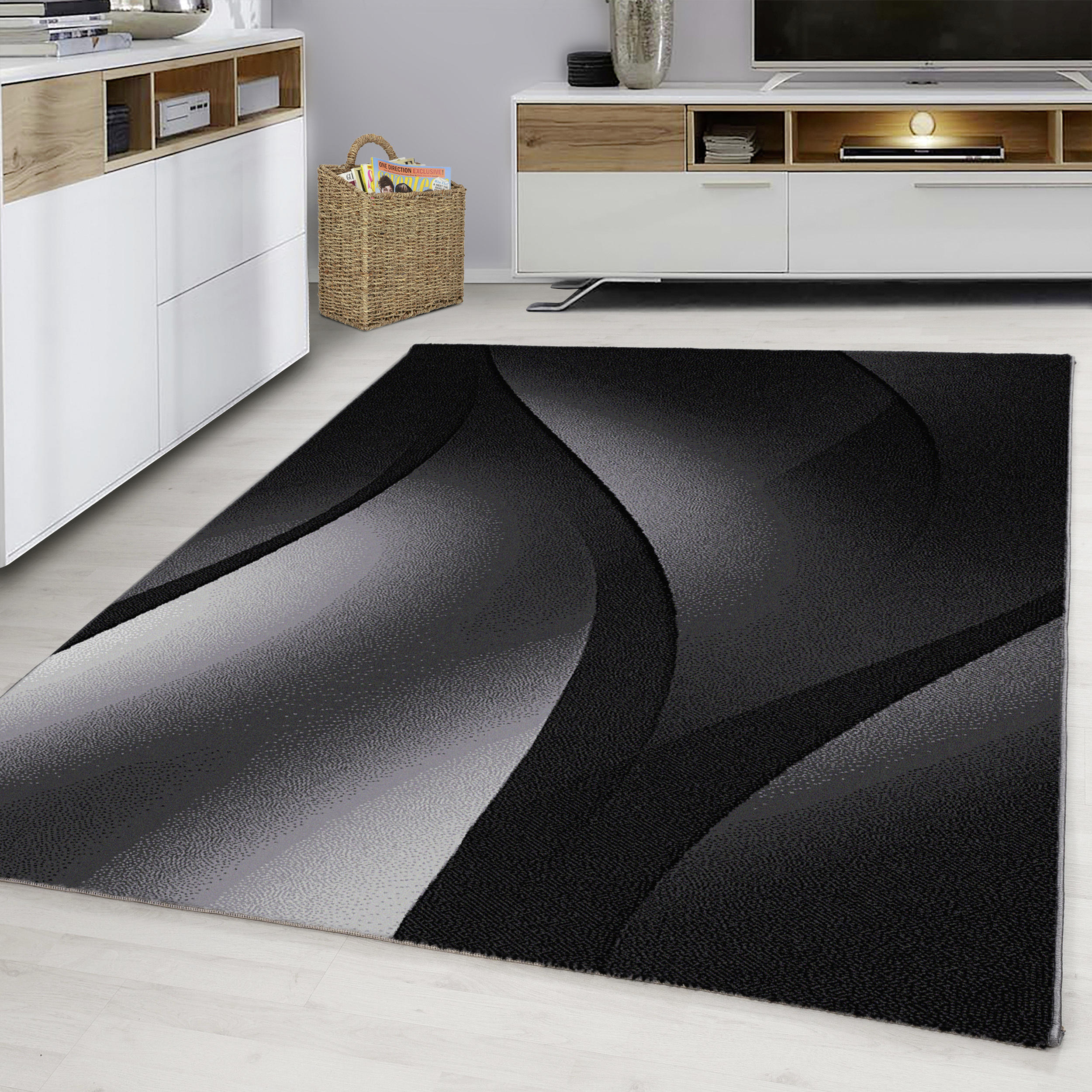 WEBTEPPICH 120/170 cm Plus 8010 Schwarz, Weiß  - Schwarz/Weiß, Design, Textil (120/170cm)