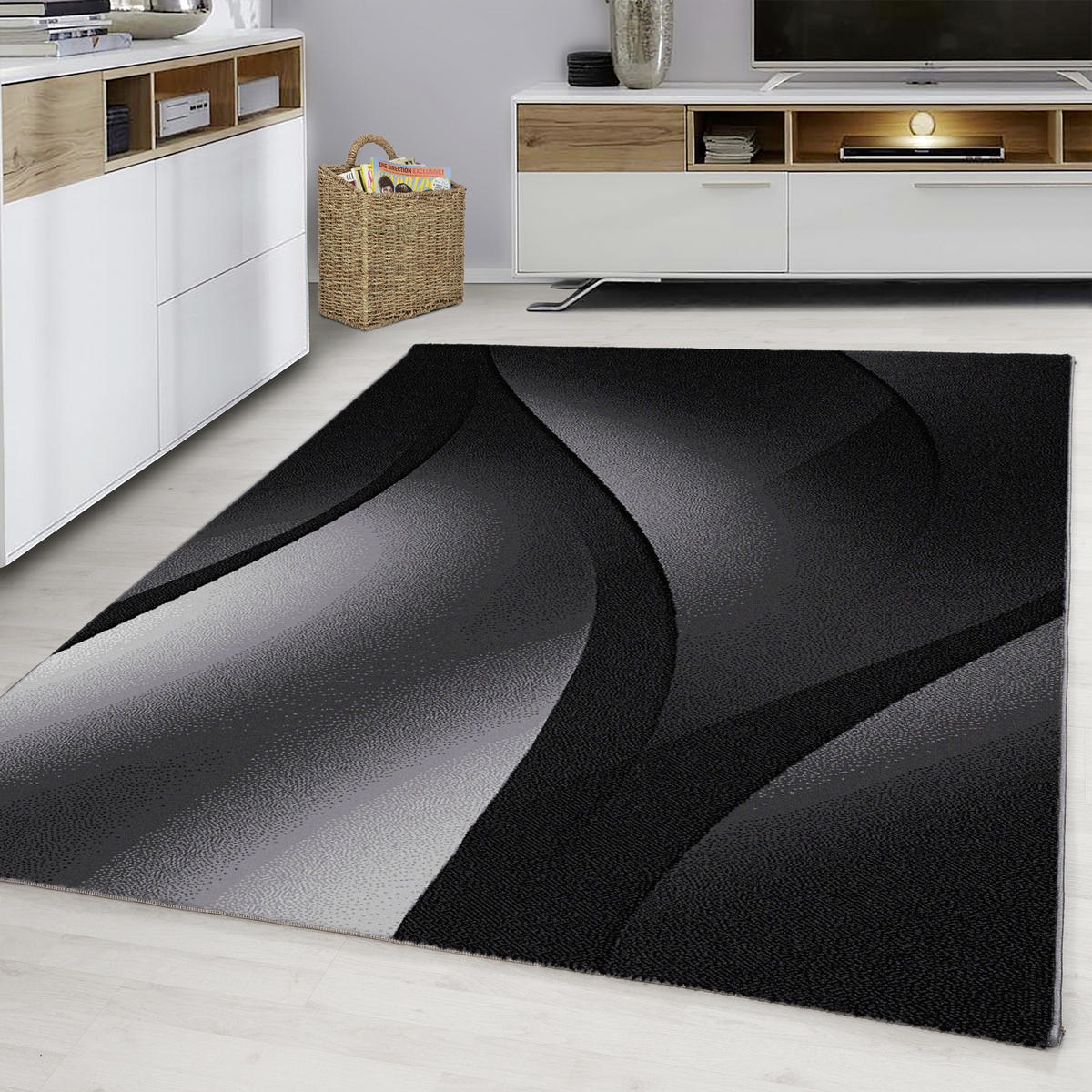 WEBTEPPICH 160/230 cm Plus 8010 Schwarz, Weiß  - Schwarz/Weiß, Design, Textil (160/230cm) - Novel