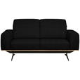 2-SITZER-SOFA in Leder Schwarz  - Schwarz, Design, Leder/Holz (174/76-97/102cm) - Novel